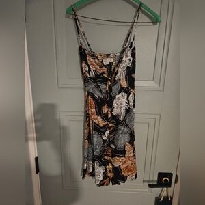 Faithfull the Brand Black and Brown Print Mini Dress